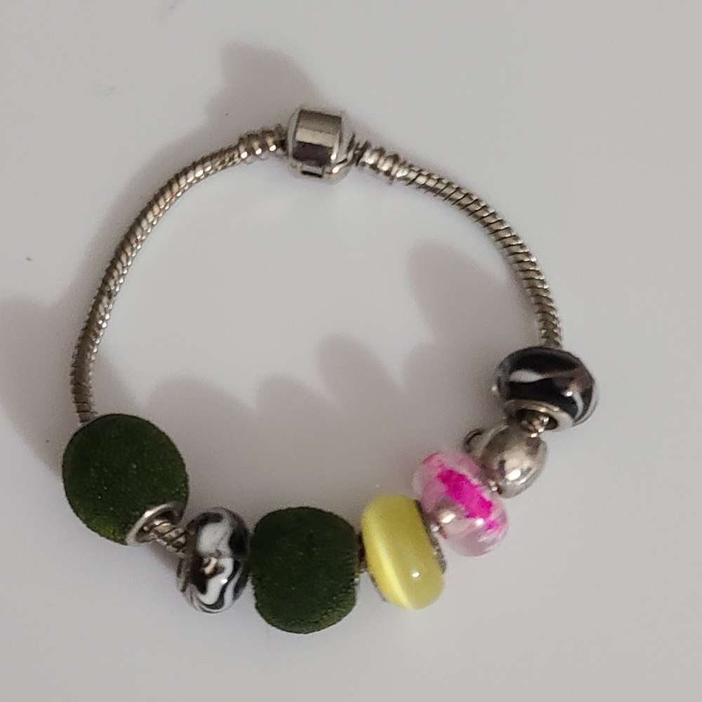 925 Murano Glass Charm Bracelet Beads COOL vintage Pandora Style Sterling Silver